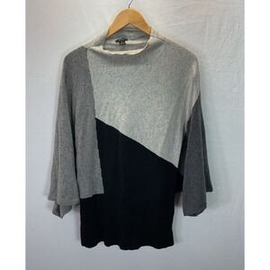 Privé Cashmere Sweater Women XL Boxy Mock Neck Art to Wear Luxury  Fine Knit